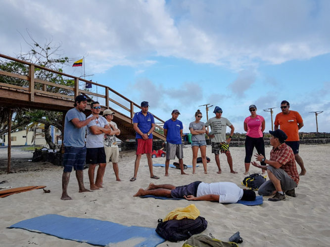 Class on the Beach - Advanced First Aid Training in the Galapagos