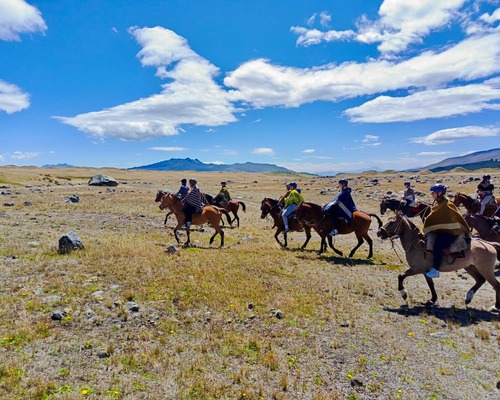 Students horseback riding in Cotopaxi National Park